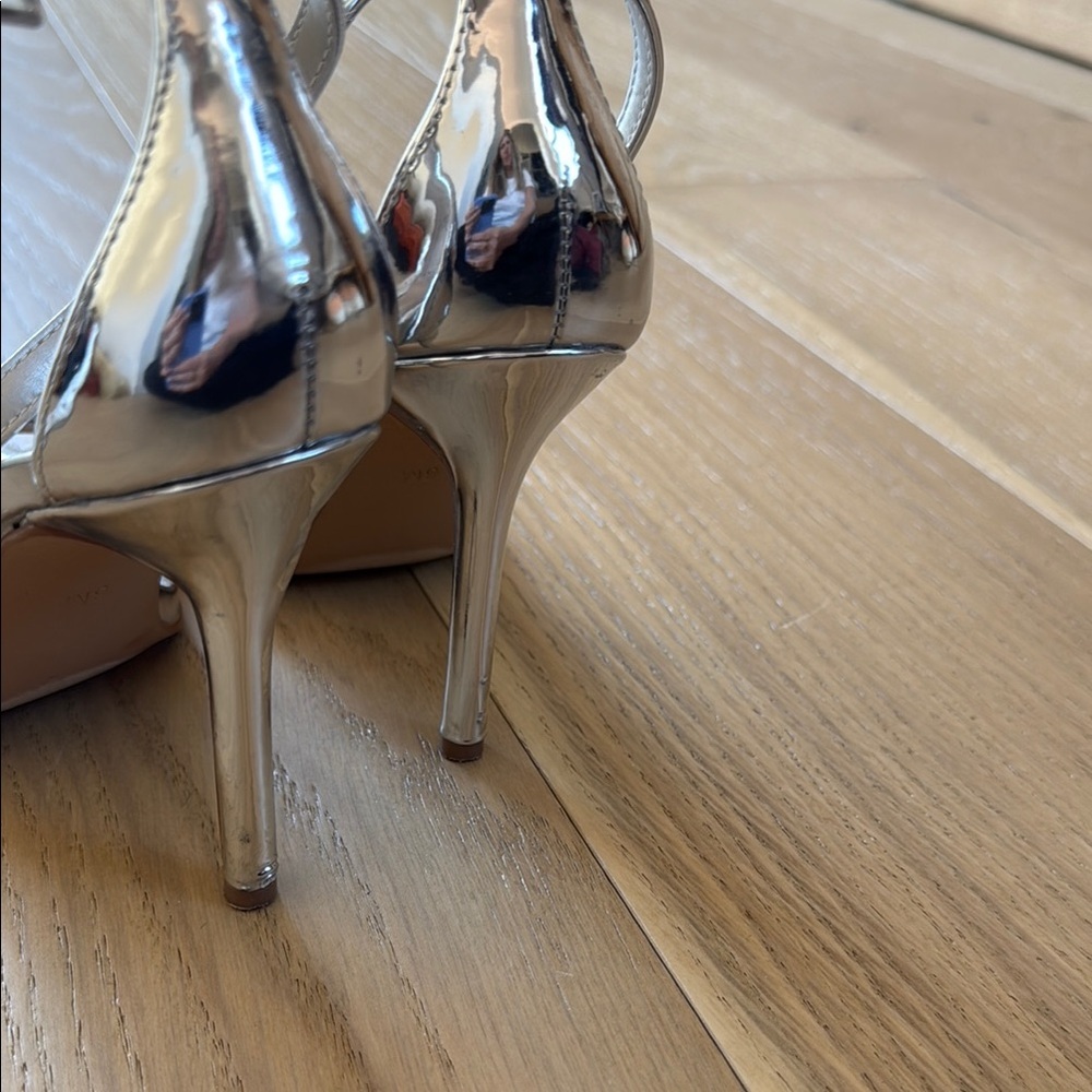 Steve Madden Silver Heels with Ankle Strap - Picture 2 of 3